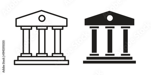 Bank icon silhouette design. Editable stroke outline icon on white background