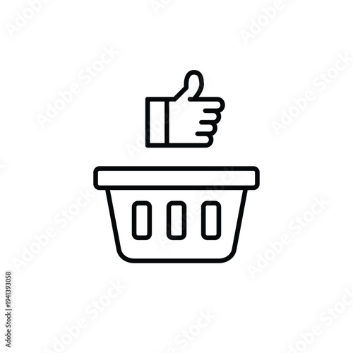 Online shopping and cart purchase approval. Basket and like. Pixel perfect, editable stroke vector icon