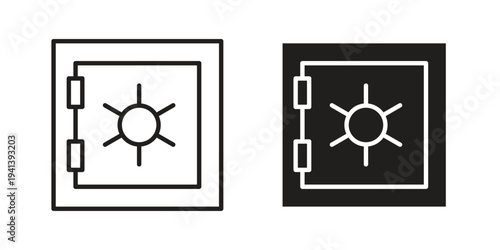 Bank vault icon silhouette design. Editable stroke outline icon on white background