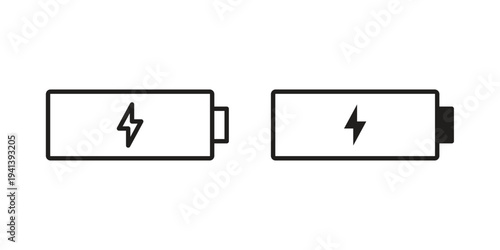 Battery icon silhouette design. Editable stroke outline icon on white background