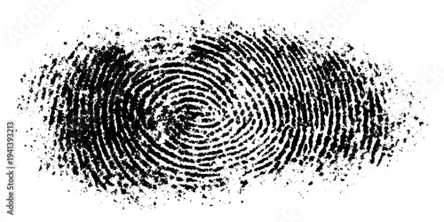 Grunge fingerprint texture abstract black and white thumbprint pattern. vintage distressed ink mark forensic identification retro grungy background design.