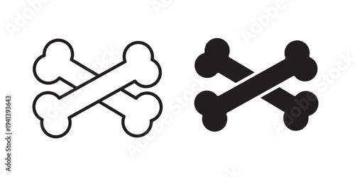 Bones icon silhouette design. Editable stroke outline icon on white background