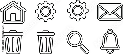 Minimalist Outline Web and Mobile UI Icon Set