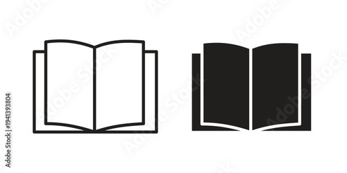 Book icon silhouette design. Editable stroke outline icon on white background