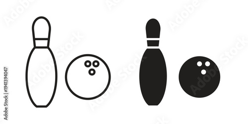 Bowling icon silhouette design. Editable stroke outline icon on white background