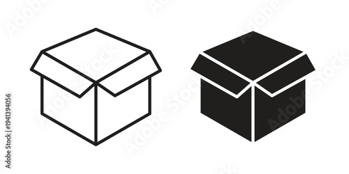Box opened icon silhouette design. Editable stroke outline icon on white background