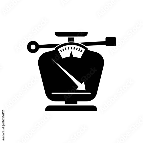 vector silhouette icon of measuring scale representing weight loss and diet monitoring