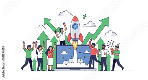 Set of colorful business success icons vector