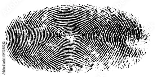 Grunge fingerprint texture abstract black and white thumbprint pattern. vintage distressed ink mark forensic identification retro grungy background design.