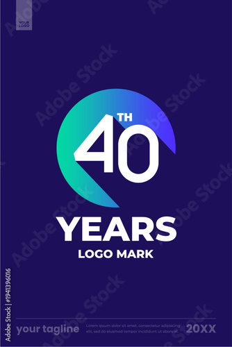 40th anniversary celebration design circle logo mark poster template