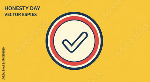 Honesty day vector illustration with checkmark symbol on yellow background