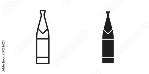 Champagne bottle icon silhouette design. Editable stroke outline icon on white background