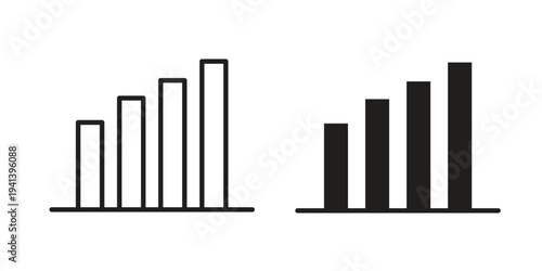 Chart icon silhouette design. Editable stroke outline icon on white background