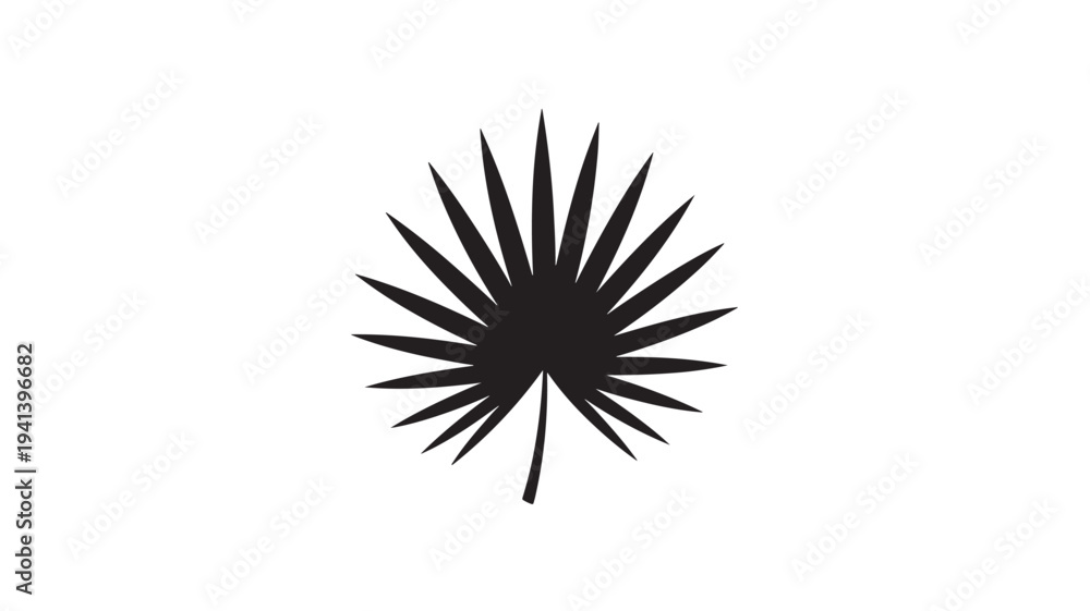 Obraz premium Tropical Palm Leaf Silhouette on WHITE BACKGROUND – Exotic Plant Vector Illustration