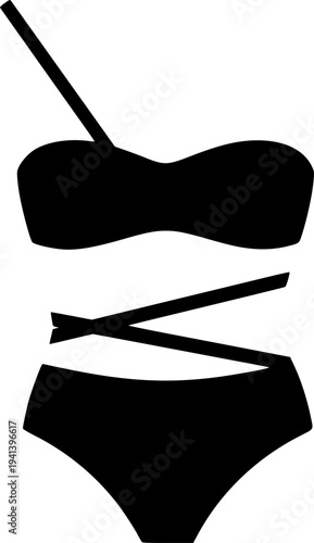 Modern Women's Swimwear Silhouette Collection - Minimalist One-Piece and Beachwear Fashion Vector Icons