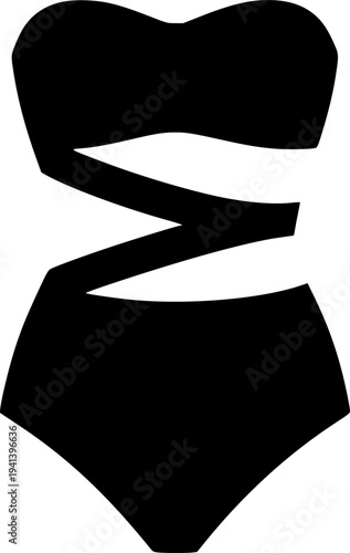 Modern Women's Swimwear Silhouette Collection - Minimalist One-Piece and Beachwear Fashion Vector Icons