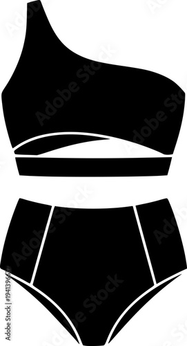 Modern Women's Swimwear Silhouette Collection - Minimalist One-Piece and Beachwear Fashion Vector Icons