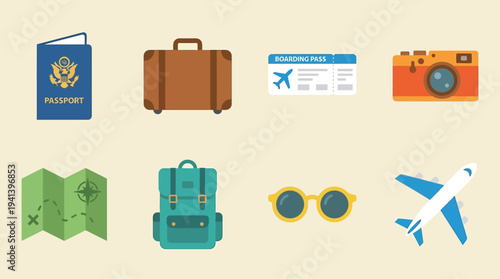 Travel Icons – Adventure, Tourism, and Vacation Essentials