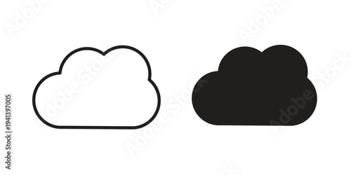 Cloud icon silhouette design. Editable stroke outline icon on white background