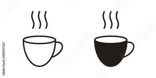 Coffee icon silhouette design. Editable stroke outline icon on white background