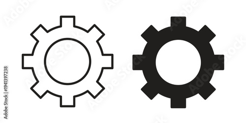 Cogwheel icon silhouette design. Editable stroke outline icon on white background