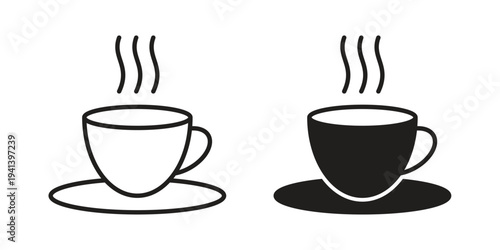 coffee cup icon silhouette design. Editable stroke outline icon on white background
