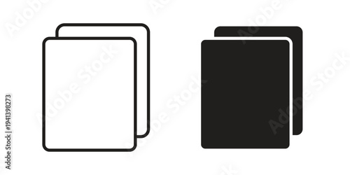 Copy icon silhouette design. Editable stroke outline icon on white background