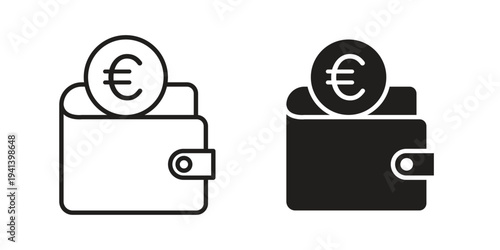 Cryptocurrency wallet icon silhouette design. Editable stroke outline icon on white background