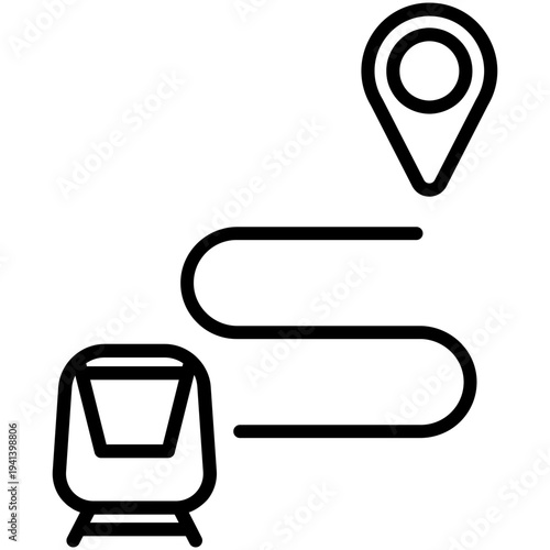 Train route icon vector. Railway navigation Illustration sign. metro line map symbol. Railway direction logo. 