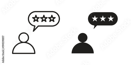 Customer feedback icon silhouette design. Editable stroke outline icon on white background