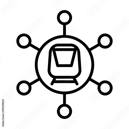 Train route icon vector. Railway navigation Illustration sign. metro line map symbol. Railway direction logo. 