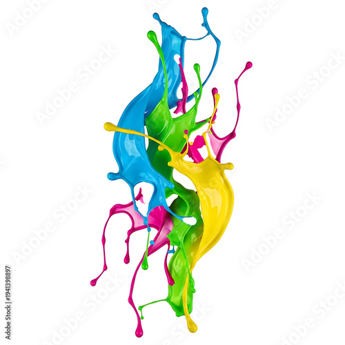 Vibrant paint splash abstract art isolated on transparent background
