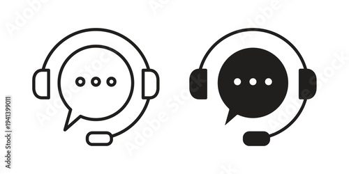 Customer service icon silhouette design. Editable stroke outline icon on white background