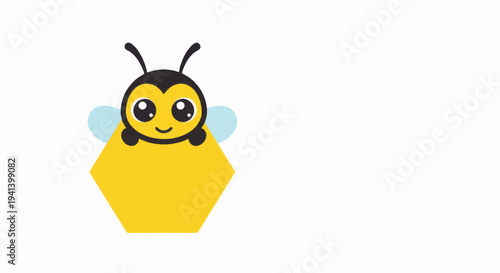 Cartoon Bee Character with Yellow Body.