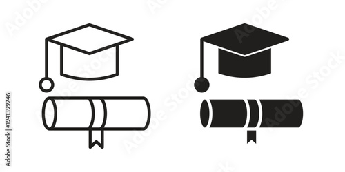 Degree icon silhouette design. Editable stroke outline icon on white background