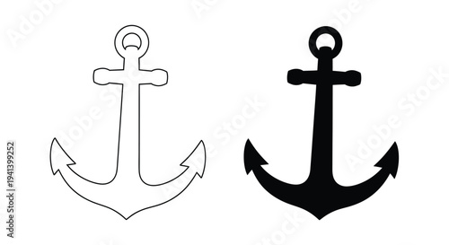 Two nautical anchors displayed in contrasting black and white silhouette