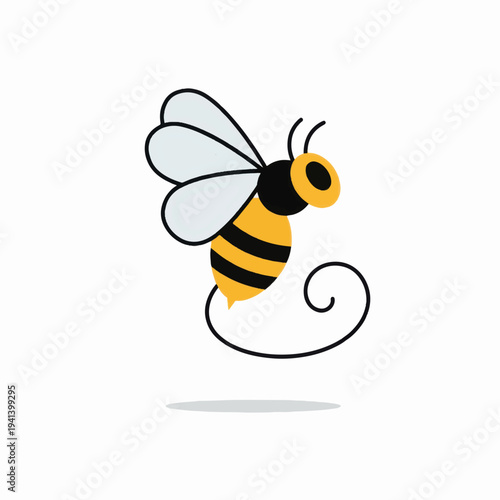 Stylized Cartoon Bee Illustration Flying.