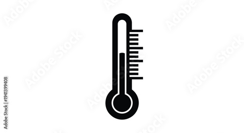 A simple black thermometer icon against a white background silhouette