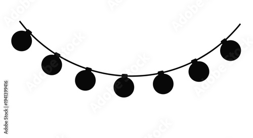 A simple string of black lights elegantly displayed as a silhouette