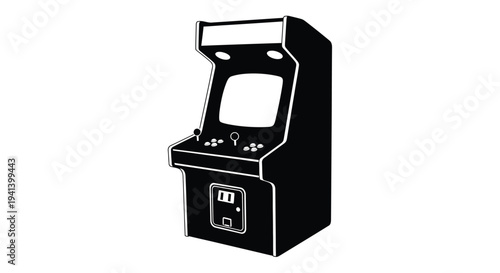Classic arcade game machine in a stark black silhouette
