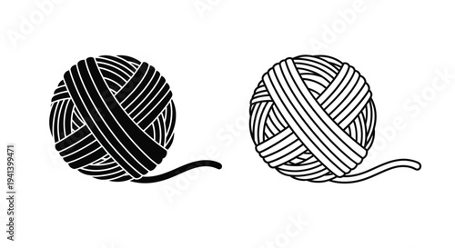 Two balls of yarn depicted in a striking black silhouette