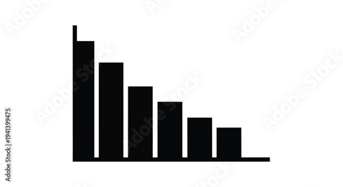 Descending bar graph depicted in a stark black silhouette