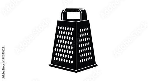 A black silhouette of a box grater kitchen utensil silhouette