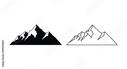Two mountain outlines one filled one empty a stark contrast silhouette