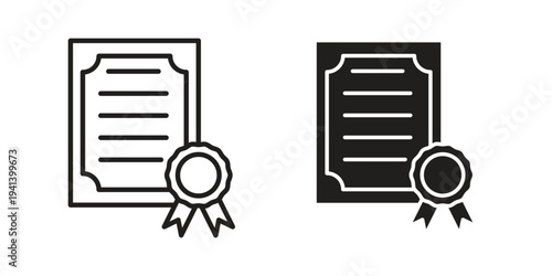 Diploma icon silhouette design. Editable stroke outline icon on white background