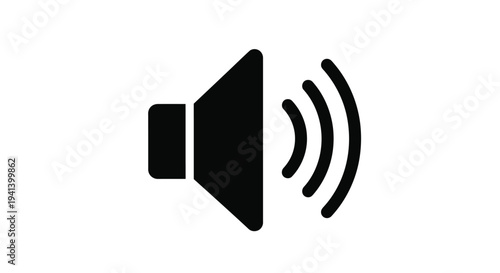 Simple black speaker icon displaying sound waves a bold silhouette