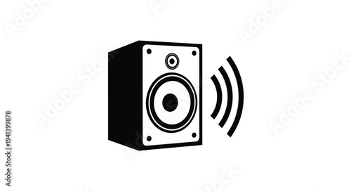 Black speaker emitting sound waves a striking graphic silhouette