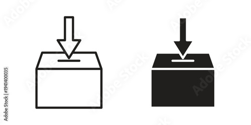 Donation box icon silhouette design. Editable stroke outline icon on white background