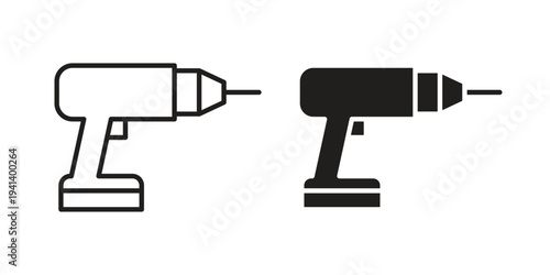 Drill icon silhouette design. Editable stroke outline icon on white background