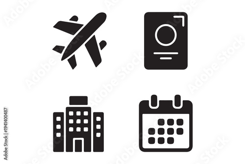 Travel and vacation planning icons set